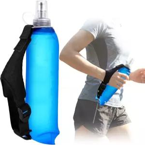 레몬로드 초경량 러닝 접이식 휴대용 물병 핸드 스트랩 17온스/500ml 조절 가능한 마라톤 하이킹 사이클링