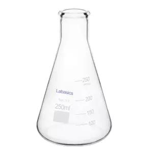 라바식 유리 좁은 입 삼각 플라스크 중장비 테두리가 있는 붕규산 중벽 250ml