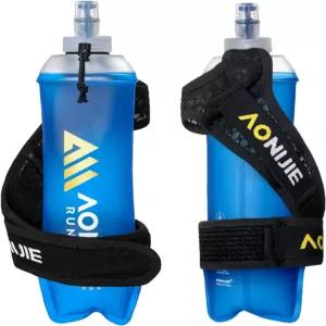 AONIJIE 러닝 물병 휴대용 조절 가능한 핸드 스트랩이 있는 17온스 500ml 접이식 소프트 플라스크 마라톤