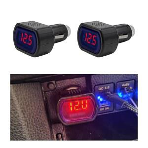 SUVNIE 2 PCS 자동차 LED 라이터 전압계 DC 12V 24V 배터리 전압 디지털 패널 미터 범용 전기 게이지 모니터 오토바이 트럭용 액세서리 ㅣQQ