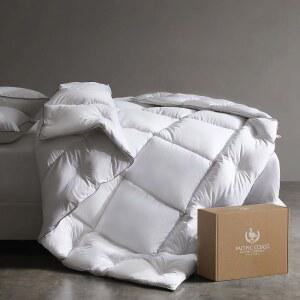 PACIFIC COAST 다운 이불 퀸 사이즈, 100% 매우 럭셔리 (228.6CM 및 90인치)) 화이트 호텔 소프트, 푹신한 침구 통기성, 8개의 코너 면 인서트, 이불, 사계절용 X 루프 228.6CM(90 중앙 울트라