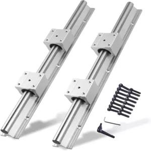 ANWOK 2Pcs 선형 레일 SBR16-400mm 슬라이드 가이드 사각형 베어링 블록 CNC 기계용 슬라이딩 가이드웨이
