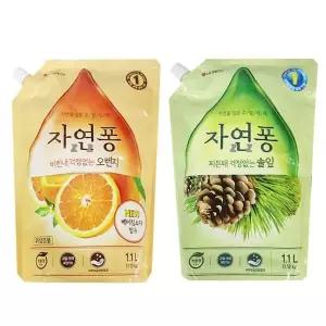 주방세제 설거지 트리오 리필 오렌지 주방용품 솔잎 세척 1.1L