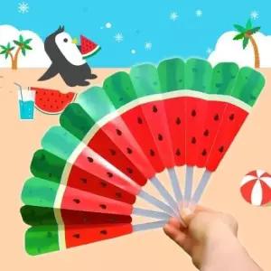 [아트박스]/파스텔클레이 휴대용 7단 접이식 여름 수박 부채 꾸미기 1개입