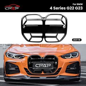 프론트 범퍼 키드니 카 후드 그릴 ABS 글로스 블랙 BMW 4 시리즈 G22 G23 CS 스타일 IN