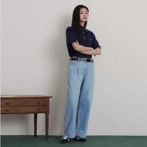 [백화점 정품] 빈폴 레이디스 [SS26]원턱 와이드 헤지 데님 - 스카이 블루 BF6321C81Q