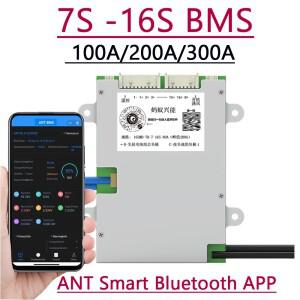스마트 블루투스 전기 자동차 보호 보드, ANT BMS 리튬 배터리, 7S-16S, 100A, 8S, 13S, 24V, 36V, 60V