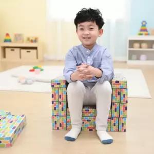 쿠쿠토이즈 종이 벽돌블록 쌓기놀이 입체모형 만들기 블럭 도미노놀이 (중형 멀티 50p)
