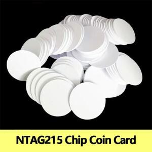 NFC215 화이트 재기록 가능 NTAG215 NFC 원형 코인 카드 25mm, 13.56MHz 504바이트 휴대폰 및 게임용 스마