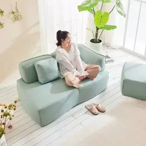 [비앙스]몽리 패브릭 2인 소파(스툴포함) (수도권무료배송)