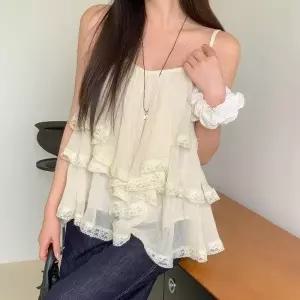 여자 캐주얼 레이스 캉캉 나시 루즈핏 여름 데일리 블라우스_25575116_588872