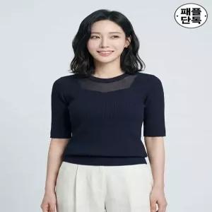 꼼빠니아시스루넥 니트CU24SL2102427A