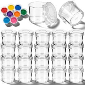 20PCS 10ml 빈 페인트 냄비, 뚜껑이 있는 투명 컵, DIY 공예, 페인팅, 네일 아트, 비즈 교실, 학교 및 예술 축제를 위한 플라스틱 작은 용기
