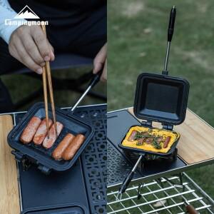 CAMPINGMOON 야외 캠핑 아침 식사 클립 팬 베이킹 트레이 분해 손잡이 다호환용도 팬케이크 샌드위치