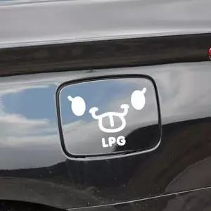 자동차스티커 주유구스티커화이트 차량용 LPG 캐릭터 안전표지판