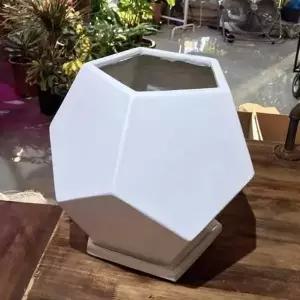 화이트 세라믹 플랜터 실내 인테리어 장식 30x31cm 사각 화분