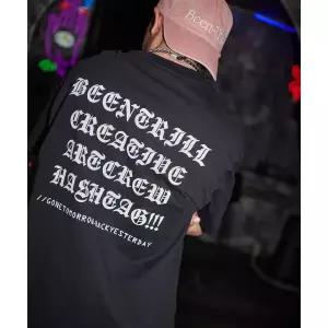 매장정품 BEENTRILL 고딕 레터링 백 로고 오버핏 반팔티(블랙)