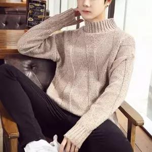겨울 남성 도톰 데일리 반폴라 보카시 니트 티셔츠 (W54B238)
