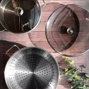 키친아트 통3중 스텐찜냄비 마스터피스 찜판 전골냄비 냄비세트 2단찜기 (W574C7F)