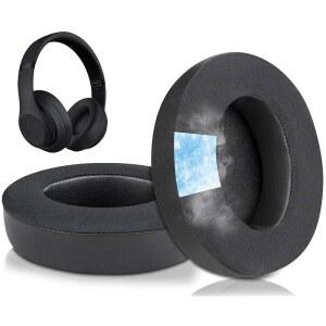 Beats Studio 2 및 3 유선 무선 헤드폰을 위한 SoloWIT 쿨링 젤 이어패드 교체, 고밀도 소음 차단 폼이 포함된 쿠션, 두께 추가 - 블랙