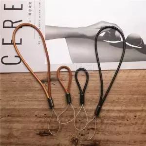 Leacther Lanyard끈이 달린 빈티지 가죽 열쇠 고리 휴대 전화 스트랩 손목 밧줄 USB 플래시 드라이브 키