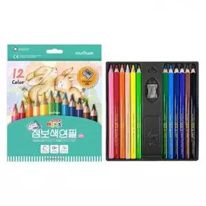 [셀러에이드]더존키즈 삼각 점보 색연필 12색 연필깎이포함