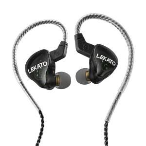 LEKATO H5 헤드폰 인 이어 모니터, 뮤지션 가수를 위한 하이브리드 Hifi IEM 이어폰 탈착식 2핀 케이블 1BA+1DD 유선 게이밍 이어버드 프로페셔널 딥 베이스 사운드 차단(마이크 없음, 선명한 어두운 색)