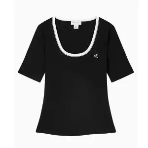 (백화점상품)Calvin Klein Jeans 여성 베이비립 스쿱 컷아웃 탑(47F247G)152183