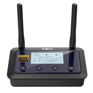 TV 홈 스테레오용 1MII B03PRO+ 블루투스 5.3 송신기 인증 LDAC 화면이 있는 장거리 익스텐더 무선 오디오 어댑터 광학 RCA AUX 3.5MM 출력/입력
