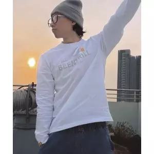 매장정품 BEENTRILL 에센셜 로고 컴포트 핏 롱슬리브(화이트)