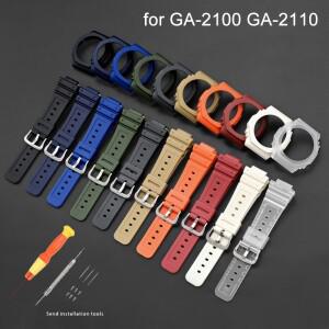 카시오 지샥 G-Shock GA-2100 GA-2110 남성 스포츠용 방수 고무 시계 밴드 수정 키트(도구 포함)용 수지 시