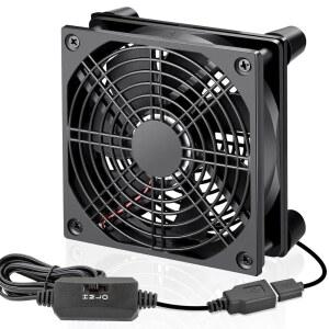 라우터 WiFi 모뎀 Xbox TV 박스 DVR 플레이스테이션 수신기 및 기타 전자 쿨러용 멀티스피드 컨트롤러가 있는 WDERAIR 120mm 5V USB 조용한 컴퓨터 냉각