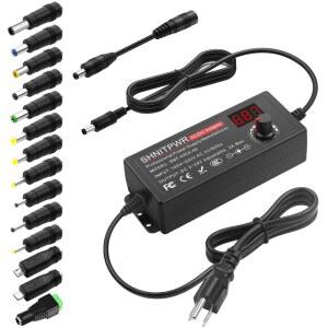 SHNITPWR 범용 AC-DC 어댑터 3V ~ 24V 2A 48W 스위칭 전원 공급 장치 5V 6V 9V 12V 15V 19V 20V 1A 1.5A 2암페어 조절 가능 AC/DC 컨버터 14팁 및 극성 포함