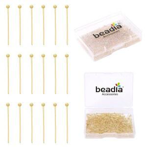 보석 제작 결과를 위한 BEADIA 14K 금 도금 볼 헤드 핀 20mm 300개 변색 방지
