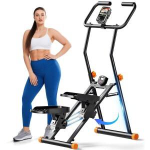 FitNexus 스테어 스테퍼 가정용 체육관, LCD 디스플레이가 장착된 350파운드 수직 클라이머 기계, 미끄럼 방지 페달 및 용량의 컴팩트 접이식 심장 운동