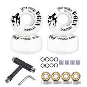 LONTOHCE 스케이트보드 휠 52mm 95A, 공구 세트, 베어링, 세척기, 프리스타일 팁 스트리트