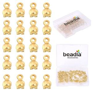 BEADIA 14K 금 도금 엔드 캡 3x6mm 200개 주얼리 제작 결과물에 변색되지 않음