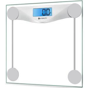 이텍시티 디지털 체중계, 대형 블루 LCD 백라이트 디스플레이, 고정밀 측정, 6mm 강화 유리, 400파운드