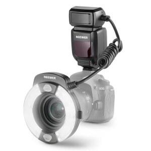 캐논과 호환되는 NEWER RF1-C 마르코 링 플래시, 76Ws GN15 5600K E-TTL 스피드라이트 조명, 1-1/128 출력, 전면/후면 커튼 동기화, 컬러 젤, 매크로 사진용 렌즈 어댑터