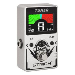 STRICH 튜너 페달, 실버, 대형 컬러 스크린이 있는 컴팩트 - 정밀한 크로매틱 드롭 튜닝, 430-450Hz A4, 일렉트릭 기타 및 베이스용 트루 바이패스