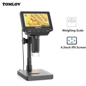 TOMLOV 디지털 현미경 DM4W Microscopio Electronica 계량 스케일  코인  Lupa For Student/Jeweler Window