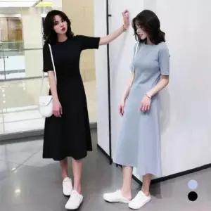 [SBD] 반팔 롱원피스 플레어