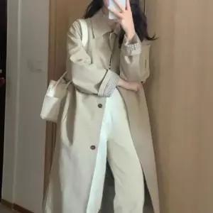 [SBD] 롱트렌치코트 모던베이지 여성데일리룩 포인트 소매체크