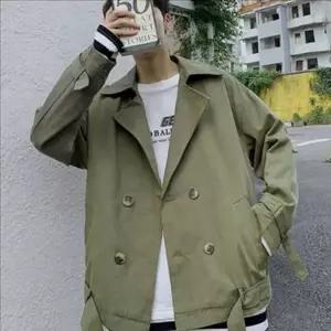 캐주얼 남자 트렌치 코트 오버핏 남자 하프 코트 간절기 더블