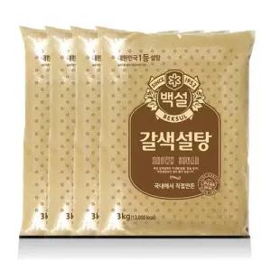CJ 백설 갈색 설탕 3kg 4봉