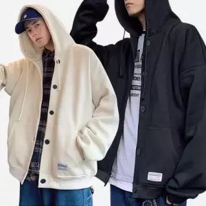 기모 후드집업 오버핏 남성용 무지 맨투맨 긴팔 아우터 커플 티셔츠