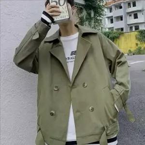 캐주얼 남자 트렌치 코트 오버핏 남자 하프 코트 간절기 더블
