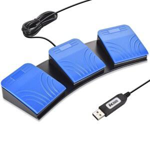 IKKEGOL 업그레이드된 USB 트리플 풋 페달 광학 스위치 제어 3 키 쓰리 버튼 프로그램 컴퓨터 키보드 마우스 게임 액션 HID BLUE (트리플 페달)