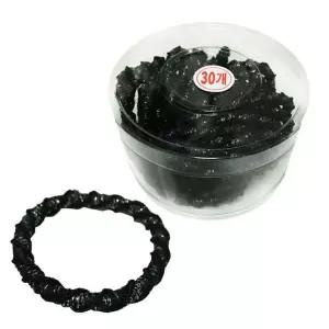 반짝검정고무줄 머리끈 포니테일 30P 헤어밴드 코사지통