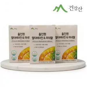 건강산 올인원 멀티비타민 미네랄 종합비타민 영양제 직장인 피로회복용 900mg 60정 3개